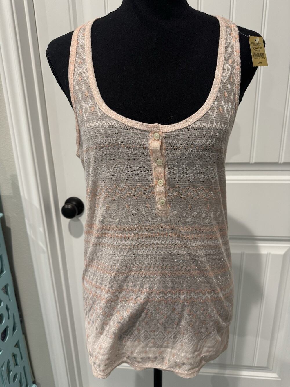 New American Eagle Pink Racerback Tank Women's Size Medium Pink Boho Geometric